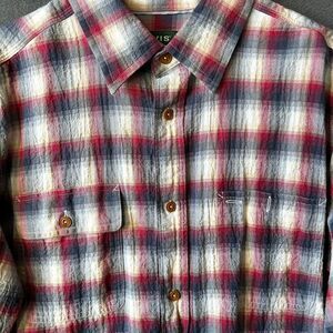 Orvis Plaid Crushed Herringbone Active Fit Shirt Long Sleeve - Men's Size M